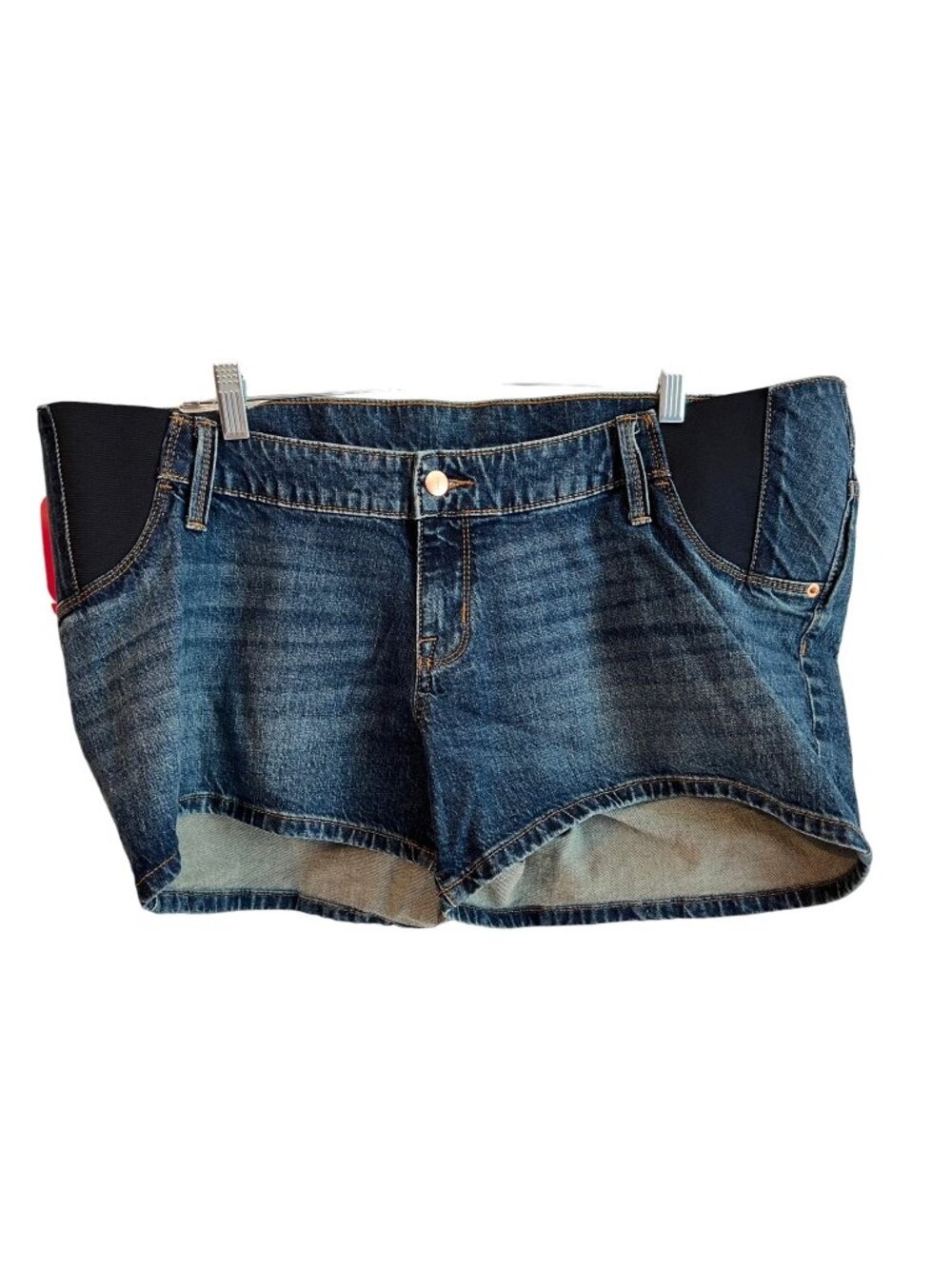 Isabel Maternity Women's Denim Maternity Shorts With Expandable Side Panels Size